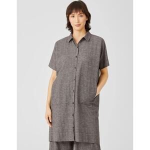 Eileen Fisher Classic Collar Organic Linen Hemp Shirtdress XS